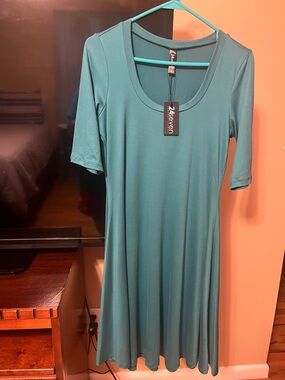 24/7 Comfort Apparel Teal Midi Dress